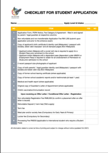 International School Fees Checklist for Student Admission